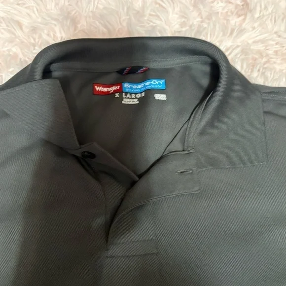 Wrangler Men's Gray Polo Shirt XL Breathe Dri Moisture Wicking